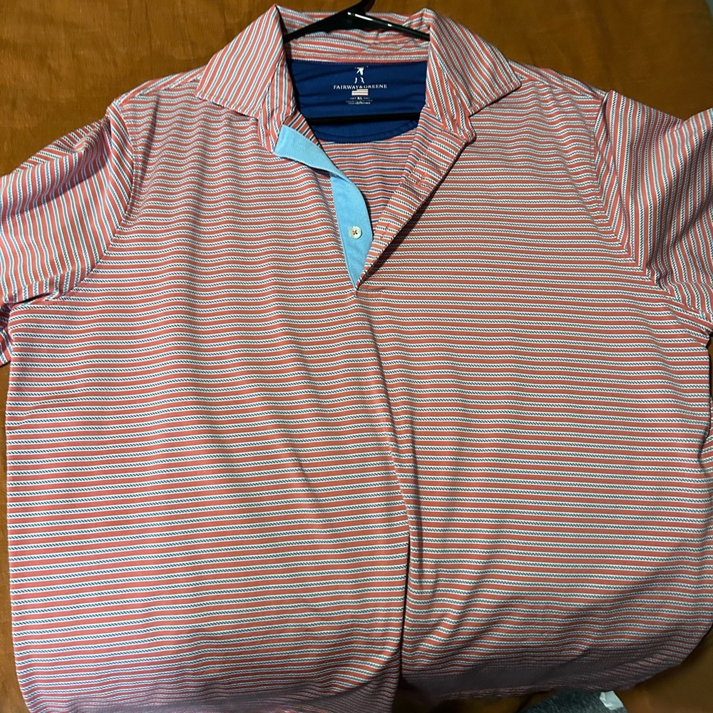 Fairway and Greene XL polo club logo on sleeve